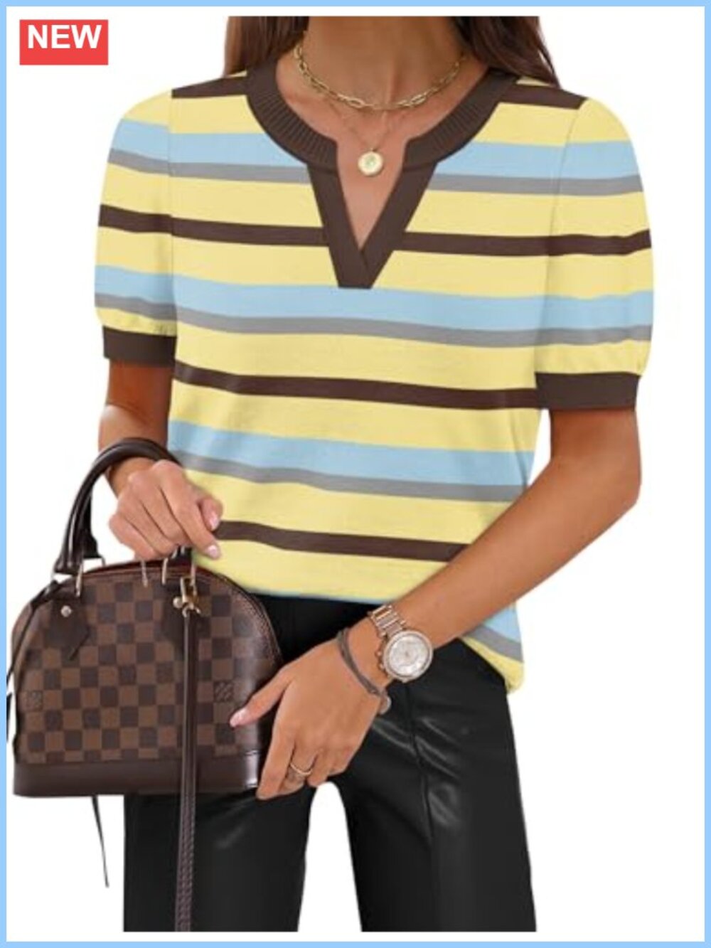 Womens V-Neck Short Sleeve Knit Pullover Sweater Lightweight Business Casual